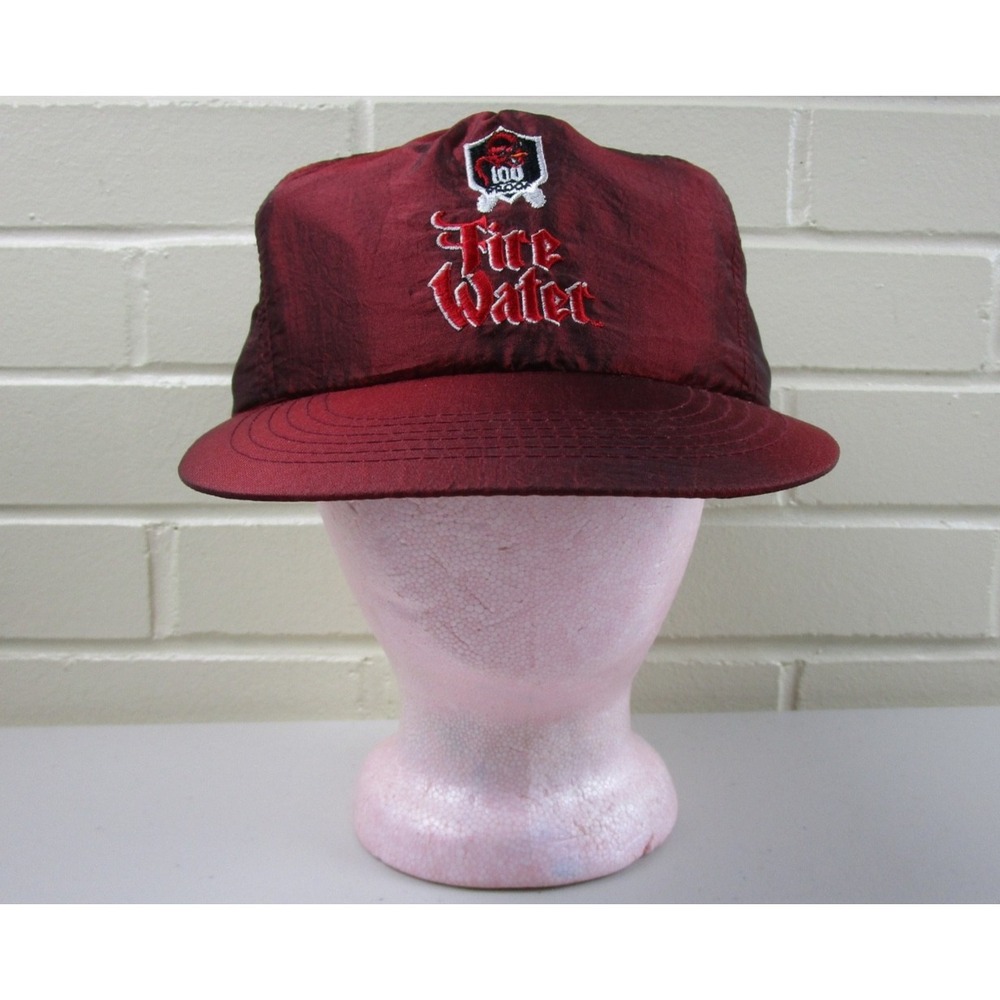 Vintage 90s Ocean Fire Water 100 Proof Trucker Hat Satin Snapback Cap Iridescent